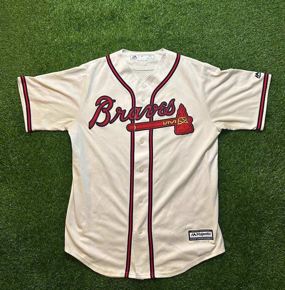 Majestic Atlanta Braves Dansby Swanson 7 Cool Base Baseball Jersey Medium